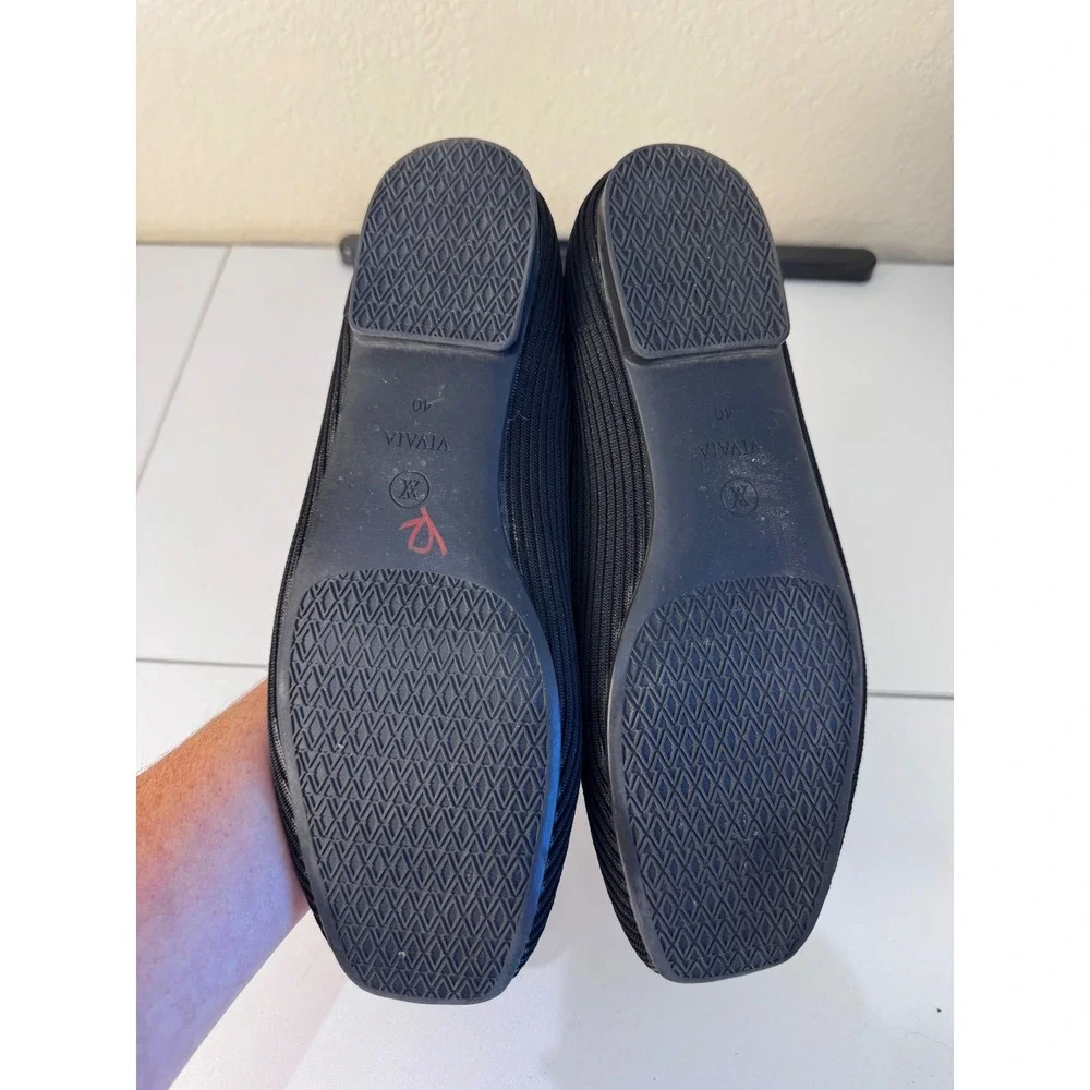 Vivaia Flat Shoes Women Size 9 40 Black Knit Square Toe Sustainable Washable